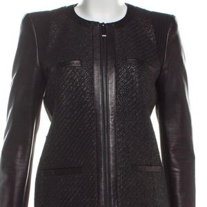 Barbara Bui Black Wool Tweed/Leather Jacket- sz 42